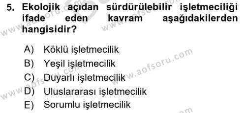 İş Hayatında Standartlar Dersi 2021 - 2022 Yılı (Final) Dönem Sonu Sınavı 5. Soru