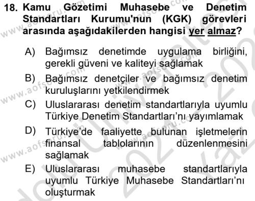 İş Hayatında Standartlar Dersi 2021 - 2022 Yılı Yaz Okulu Sınavı 18. Soru