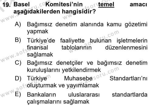 İş Hayatında Standartlar Dersi 2021 - 2022 Yılı Yaz Okulu Sınavı 19. Soru