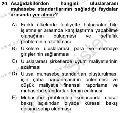 İş Hayatında Standartlar Dersi 2021 - 2022 Yılı Yaz Okulu Sınavı 20. Soru