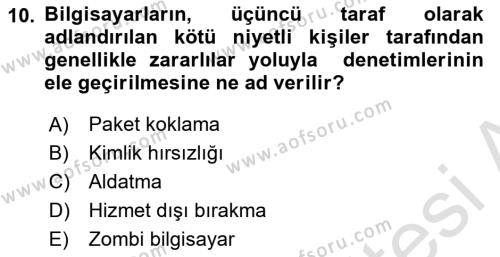 İş Hayatında Standartlar Dersi 2022 - 2023 Yılı Yaz Okulu Sınavı 10. Soru