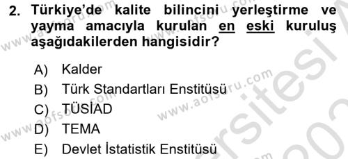 İş Hayatında Standartlar Dersi 2023 - 2024 Yılı (Vize) Ara Sınavı 2. Soru