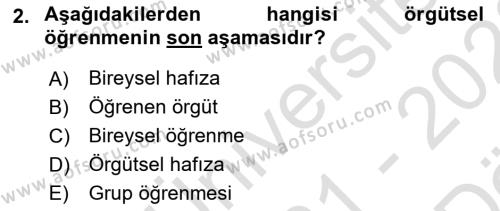 Modern Büro Yönetimi Dersi 2021 - 2022 Yılı (Vize) Ara Sınavı 2. Soru