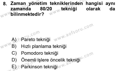 Modern Büro Yönetimi Dersi 2021 - 2022 Yılı (Vize) Ara Sınavı 8. Soru