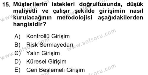 Modern Büro Yönetimi Dersi 2021 - 2022 Yılı Yaz Okulu Sınavı 15. Soru