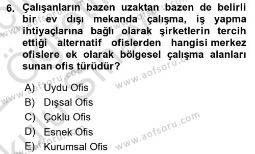 Modern Büro Yönetimi Dersi 2021 - 2022 Yılı Yaz Okulu Sınavı 6. Soru