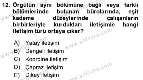 Modern Büro Yönetimi Dersi 2022 - 2023 Yılı Yaz Okulu Sınavı 12. Soru