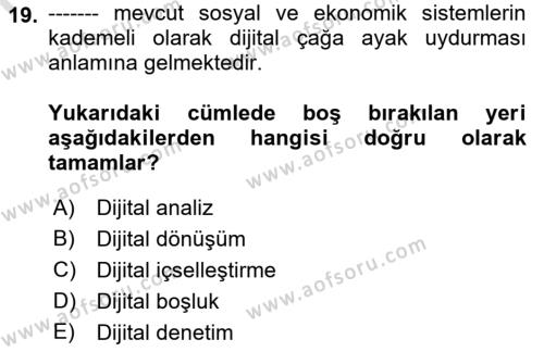 Modern Büro Yönetimi Dersi 2022 - 2023 Yılı Yaz Okulu Sınavı 19. Soru