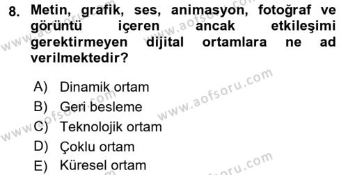 Modern Büro Yönetimi Dersi 2022 - 2023 Yılı Yaz Okulu Sınavı 8. Soru