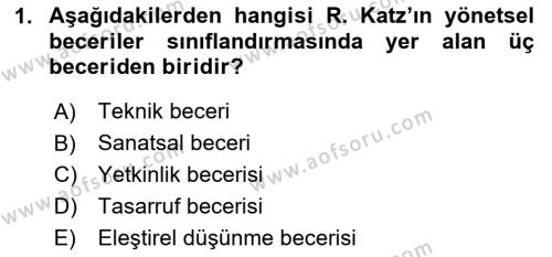 Modern Büro Yönetimi Dersi 2023 - 2024 Yılı (Vize) Ara Sınavı 1. Soru