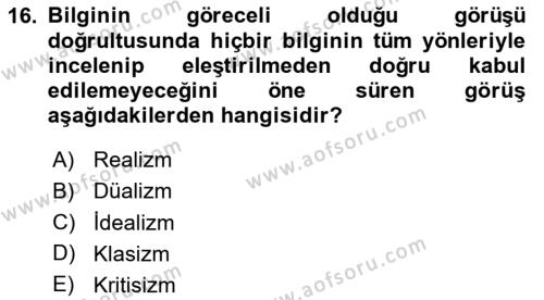 Modern Büro Yönetimi Dersi 2023 - 2024 Yılı (Vize) Ara Sınavı 16. Soru