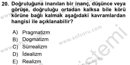 Modern Büro Yönetimi Dersi 2023 - 2024 Yılı (Vize) Ara Sınavı 20. Soru