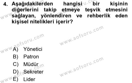 Modern Büro Yönetimi Dersi 2023 - 2024 Yılı (Vize) Ara Sınavı 4. Soru