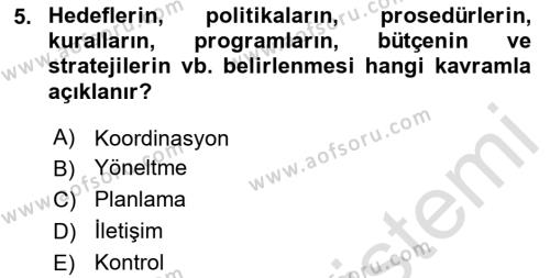 Modern Büro Yönetimi Dersi 2023 - 2024 Yılı (Vize) Ara Sınavı 5. Soru