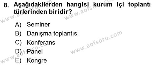 Modern Büro Yönetimi Dersi 2023 - 2024 Yılı (Vize) Ara Sınavı 8. Soru