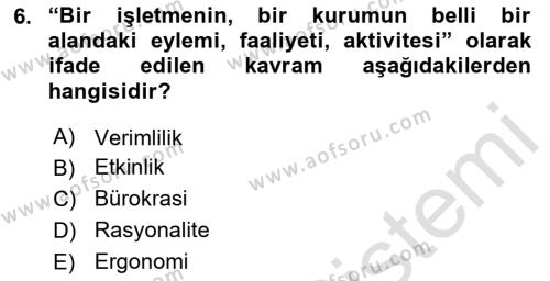 Dosyalama Arşivleme Dersi 2020 - 2021 Yılı Yaz Okulu Sınavı 6. Soru