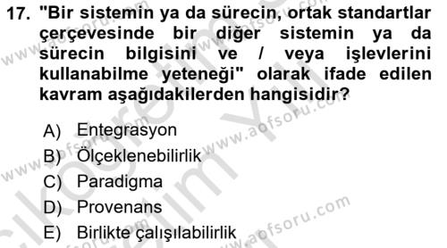 Dosyalama Arşivleme Dersi 2023 - 2024 Yılı Yaz Okulu Sınavı 17. Soru