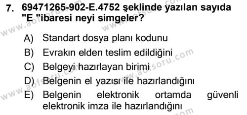 Mesleki Yazışmalar Dersi 2020 - 2021 Yılı Yaz Okulu Sınavı 7. Soru