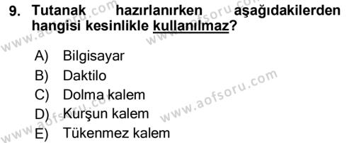 Mesleki Yazışmalar Dersi 2020 - 2021 Yılı Yaz Okulu Sınavı 9. Soru