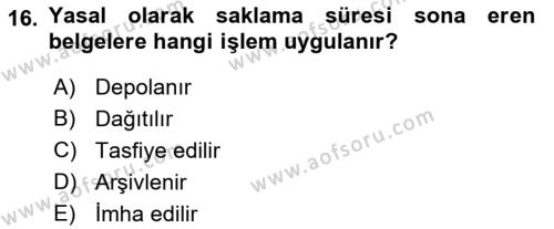 Mesleki Yazışmalar Dersi 2021 - 2022 Yılı Yaz Okulu Sınavı 16. Soru