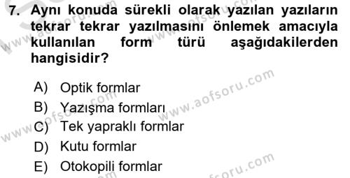 Mesleki Yazışmalar Dersi 2022 - 2023 Yılı (Final) Dönem Sonu Sınavı 7. Soru