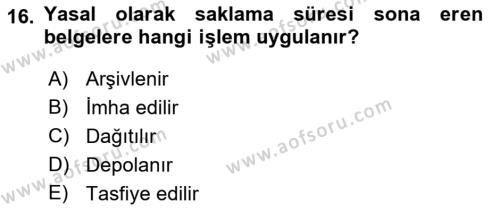 Mesleki Yazışmalar Dersi 2022 - 2023 Yılı Yaz Okulu Sınavı 16. Soru