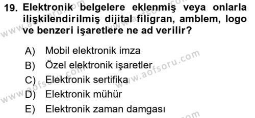 Mesleki Yazışmalar Dersi 2022 - 2023 Yılı Yaz Okulu Sınavı 19. Soru