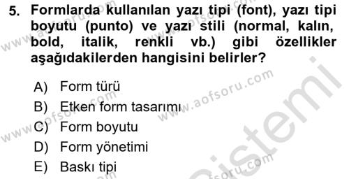 Mesleki Yazışmalar Dersi 2022 - 2023 Yılı Yaz Okulu Sınavı 5. Soru