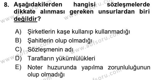 Mesleki Yazışmalar Dersi 2023 - 2024 Yılı (Vize) Ara Sınavı 8. Soru