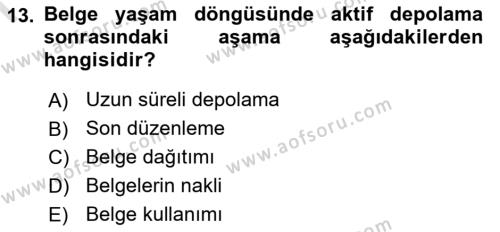 Mesleki Yazışmalar Dersi 2023 - 2024 Yılı (Final) Dönem Sonu Sınavı 13. Soru