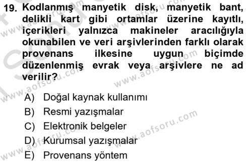 Mesleki Yazışmalar Dersi 2023 - 2024 Yılı (Final) Dönem Sonu Sınavı 19. Soru