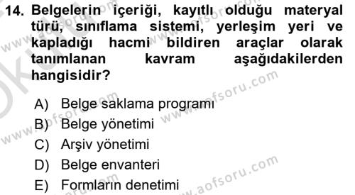 Mesleki Yazışmalar Dersi 2023 - 2024 Yılı Yaz Okulu Sınavı 14. Soru