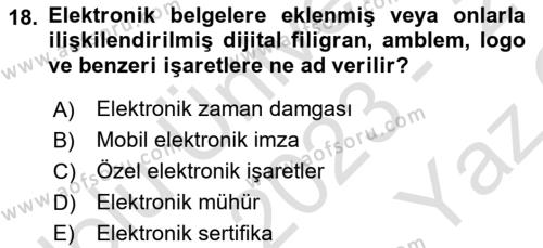 Mesleki Yazışmalar Dersi 2023 - 2024 Yılı Yaz Okulu Sınavı 18. Soru