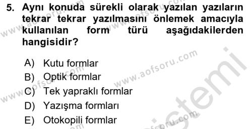 Mesleki Yazışmalar Dersi 2023 - 2024 Yılı Yaz Okulu Sınavı 5. Soru