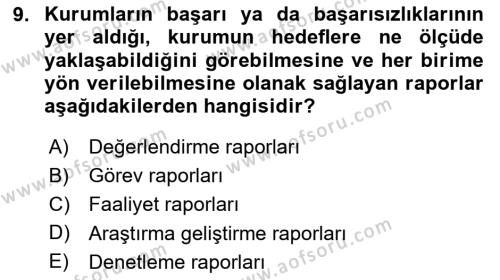 Mesleki Yazışmalar Dersi 2023 - 2024 Yılı Yaz Okulu Sınavı 9. Soru