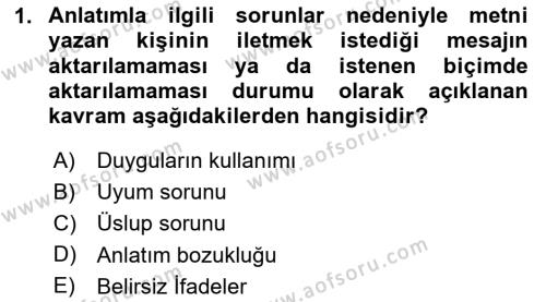 Mesleki Yazışmalar Dersi 2024 - 2025 Yılı (Vize) Ara Sınavı 1. Soru