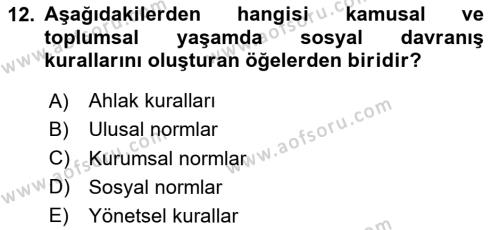 İş Ortamında Protokol Ve Davranış Kuralları Dersi 2023 - 2024 Yılı (Vize) Ara Sınavı 12. Soru