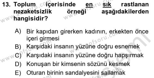 İş Ortamında Protokol Ve Davranış Kuralları Dersi 2023 - 2024 Yılı (Vize) Ara Sınavı 13. Soru