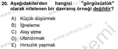 İş Ortamında Protokol Ve Davranış Kuralları Dersi 2023 - 2024 Yılı (Vize) Ara Sınavı 20. Soru