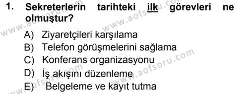 Yönetici Asistanlığı Dersi 2012 - 2013 Yılı (Vize) Ara Sınavı 1. Soru