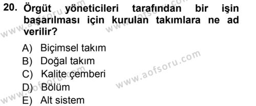 Yönetici Asistanlığı Dersi 2012 - 2013 Yılı (Vize) Ara Sınavı 20. Soru