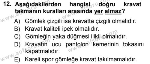 Yönetici Asistanlığı Dersi 2012 - 2013 Yılı (Final) Dönem Sonu Sınavı 12. Soru