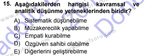 Yönetici Asistanlığı Dersi 2012 - 2013 Yılı (Final) Dönem Sonu Sınavı 15. Soru