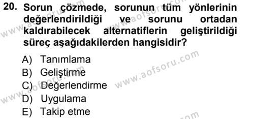 Yönetici Asistanlığı Dersi 2012 - 2013 Yılı (Final) Dönem Sonu Sınavı 20. Soru