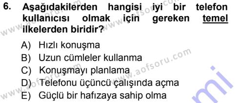 Yönetici Asistanlığı Dersi 2012 - 2013 Yılı (Final) Dönem Sonu Sınavı 6. Soru