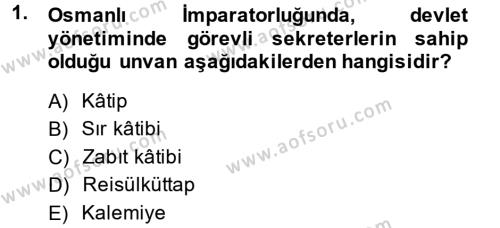 Yönetici Asistanlığı Dersi 2013 - 2014 Yılı (Vize) Ara Sınavı 1. Soru