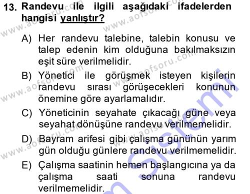 Yönetici Asistanlığı Dersi 2013 - 2014 Yılı (Vize) Ara Sınavı 13. Soru
