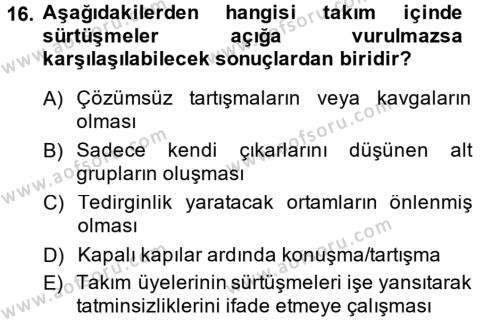 Yönetici Asistanlığı Dersi 2013 - 2014 Yılı (Vize) Ara Sınavı 16. Soru