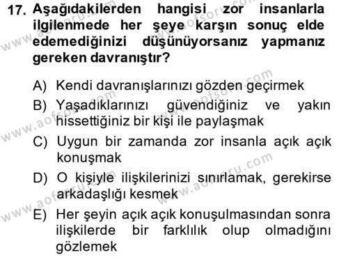 Yönetici Asistanlığı Dersi 2013 - 2014 Yılı (Vize) Ara Sınavı 17. Soru