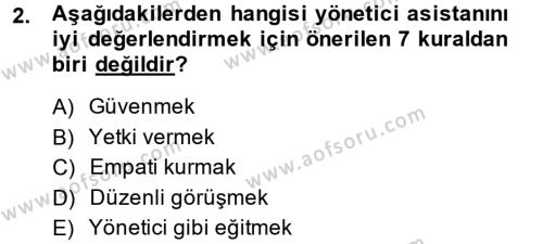 Yönetici Asistanlığı Dersi 2013 - 2014 Yılı (Vize) Ara Sınavı 2. Soru